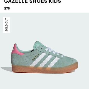Adidas Kids Gazelle Mint Green and Pink Sneakers